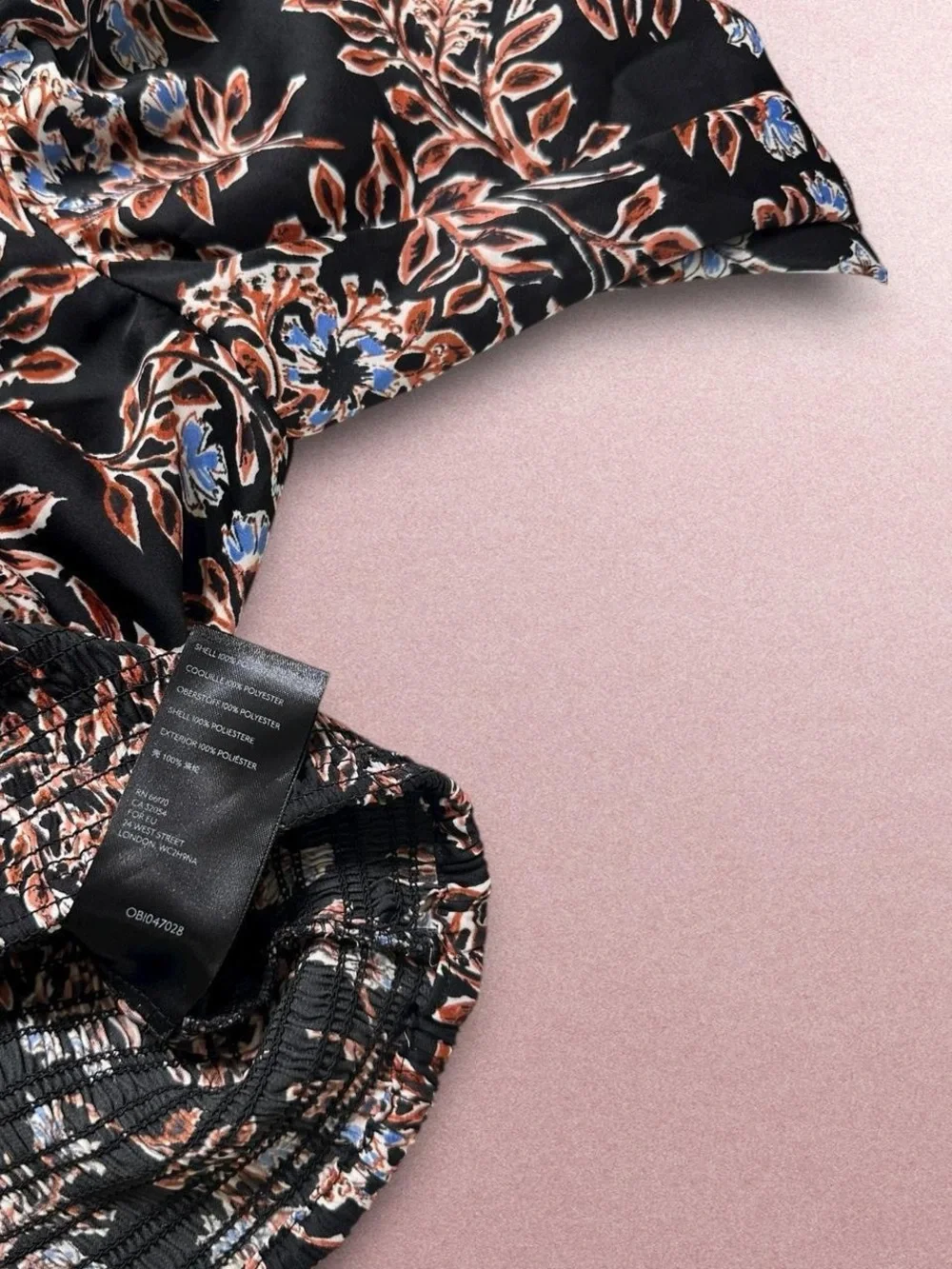 Free People black floral blouse Size Small black
